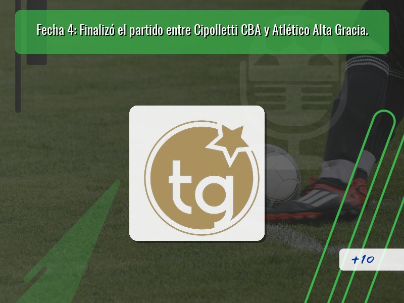 Fecha 4: Finalizó el partido entre Cipolletti CBA y Atlético Alta Gracia.